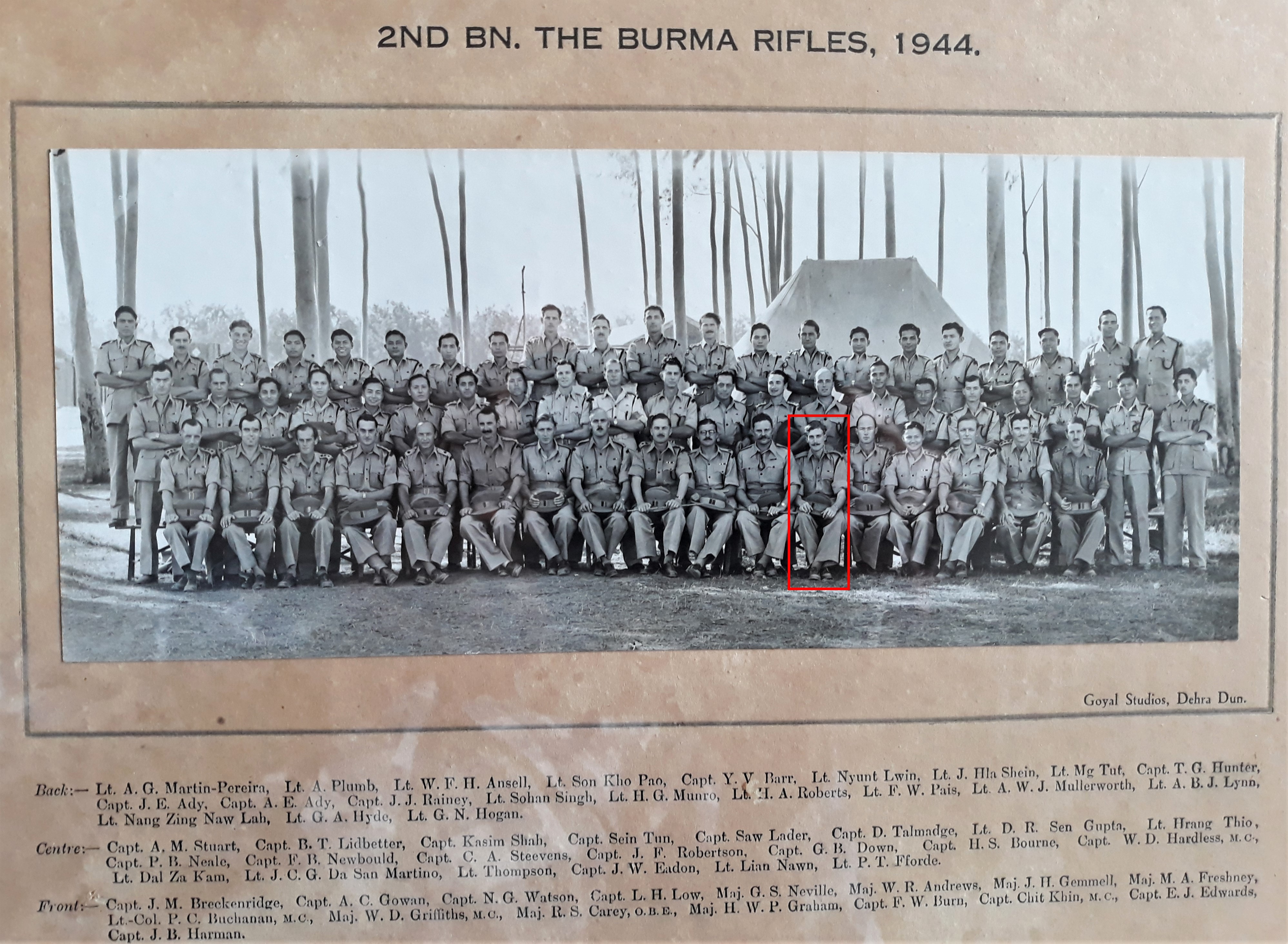 Officers of the 2nd Burma Rifles, Dehra Dun, India 1943