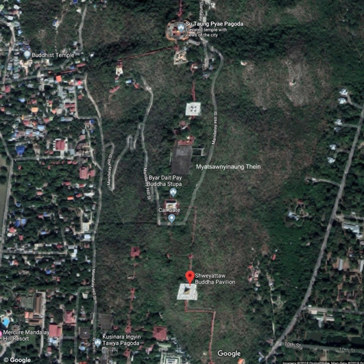 Contemporary aerial view of Mandalay Hill